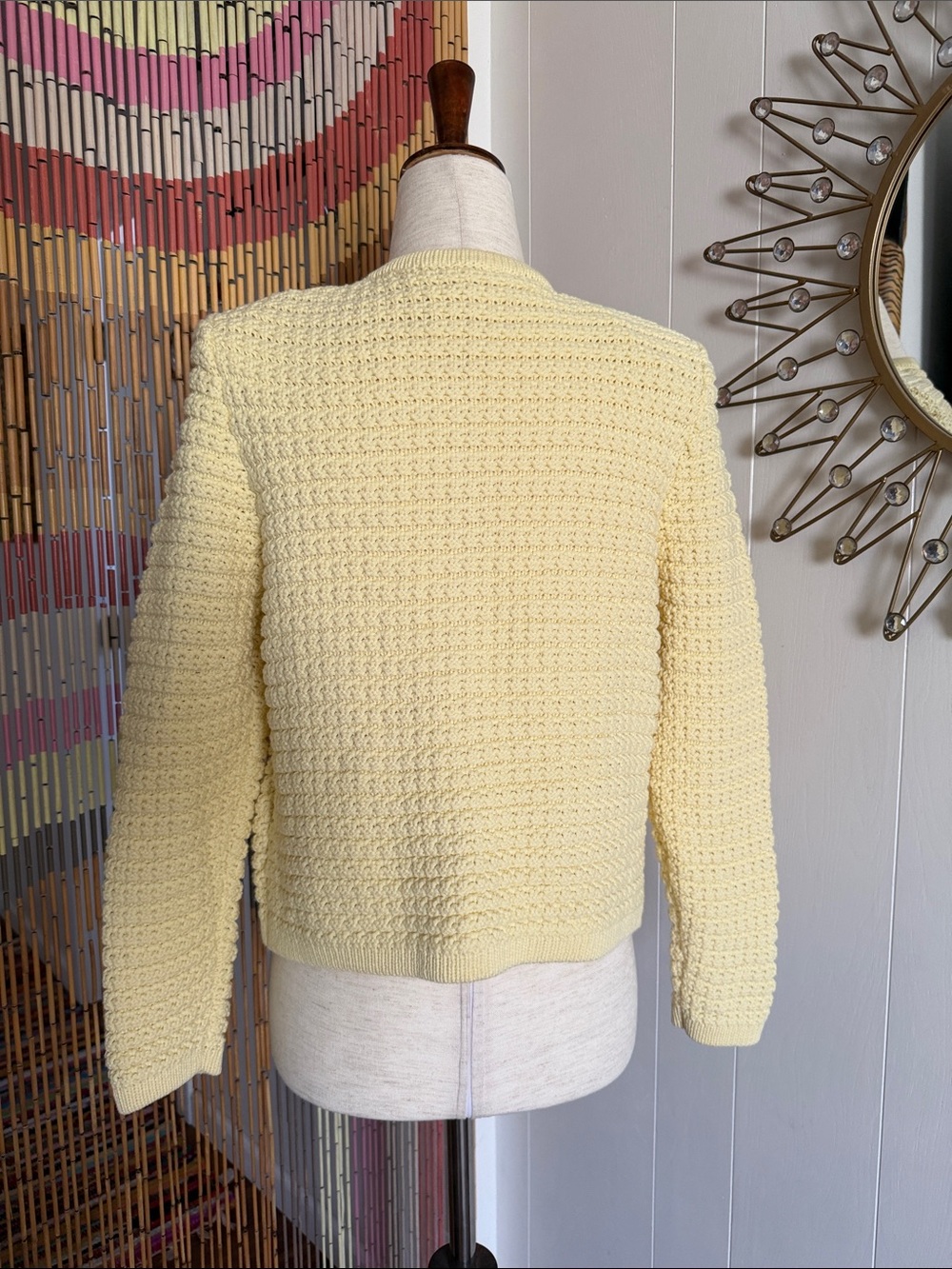 ba&sh Pale Yellow Knit Button-Front Cardigan Jacket - Picture 7 of 8